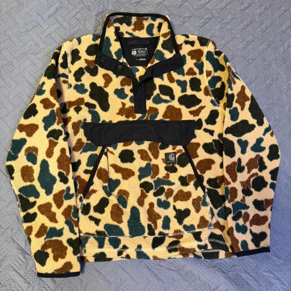 Carhartt Camo fleece jacket Size small relaxed fit Baggy Workwear Hunting